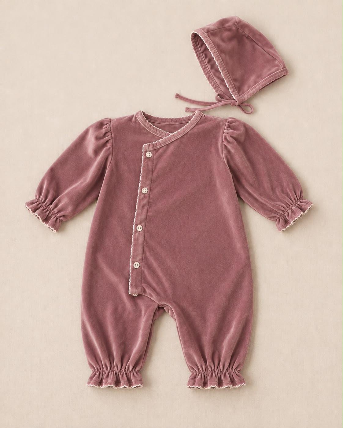Mameluco Aurora Rosa - conjunto con gorro