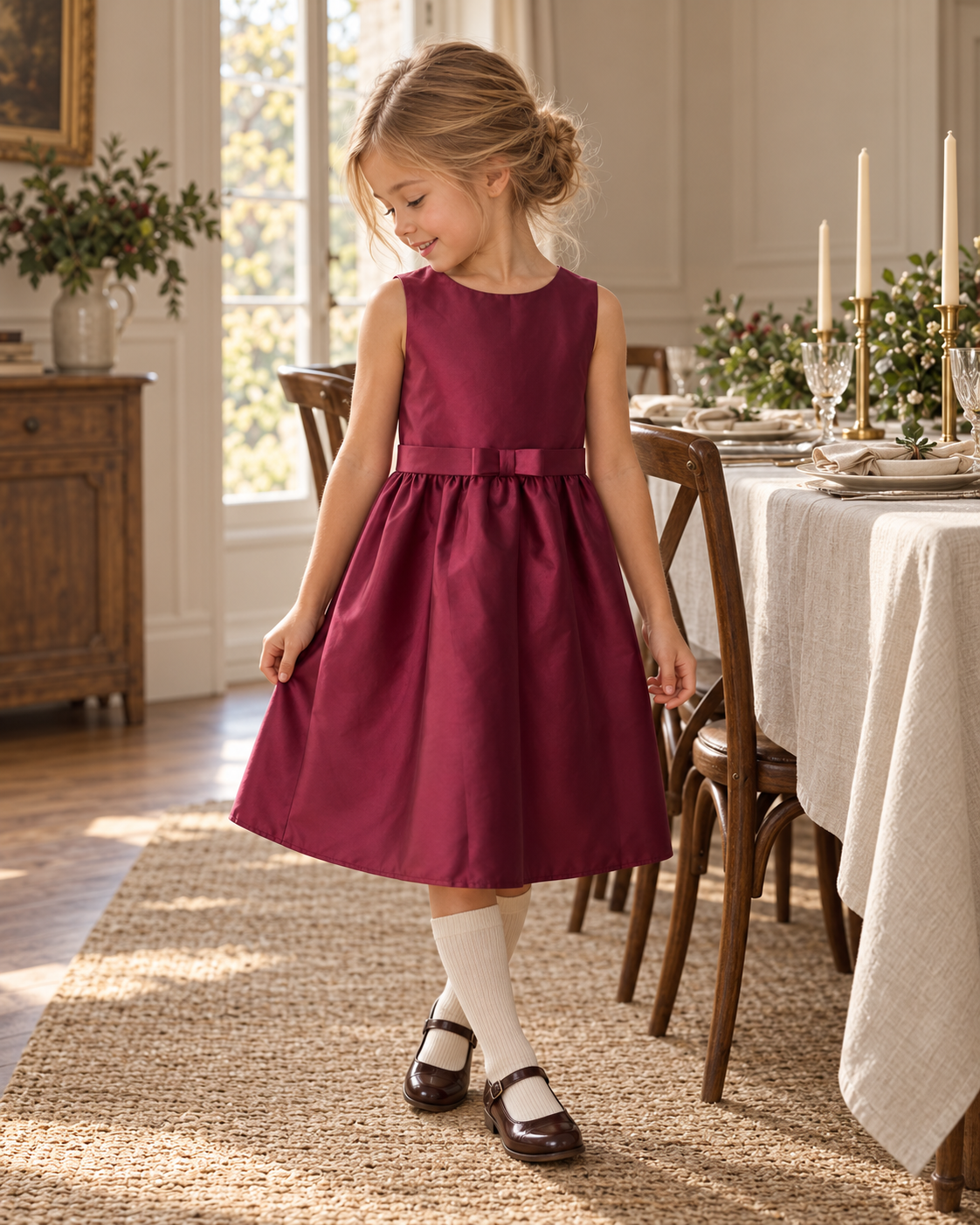 Vestido Eloise editorial en mesa navidena
